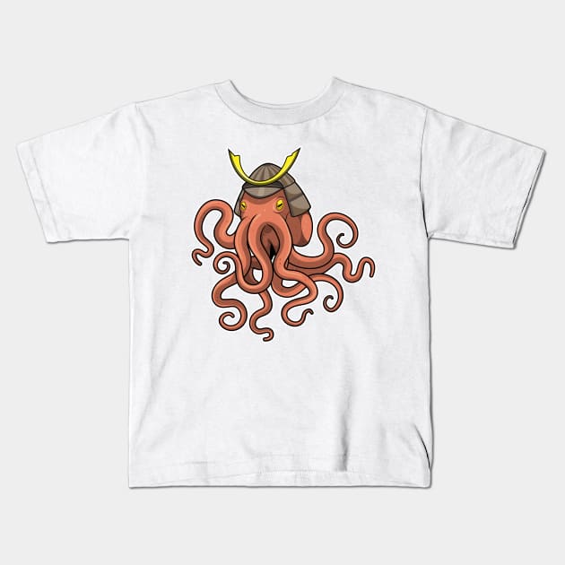 Octopus Samurai Martial arts Kids T-Shirt by Markus Schnabel